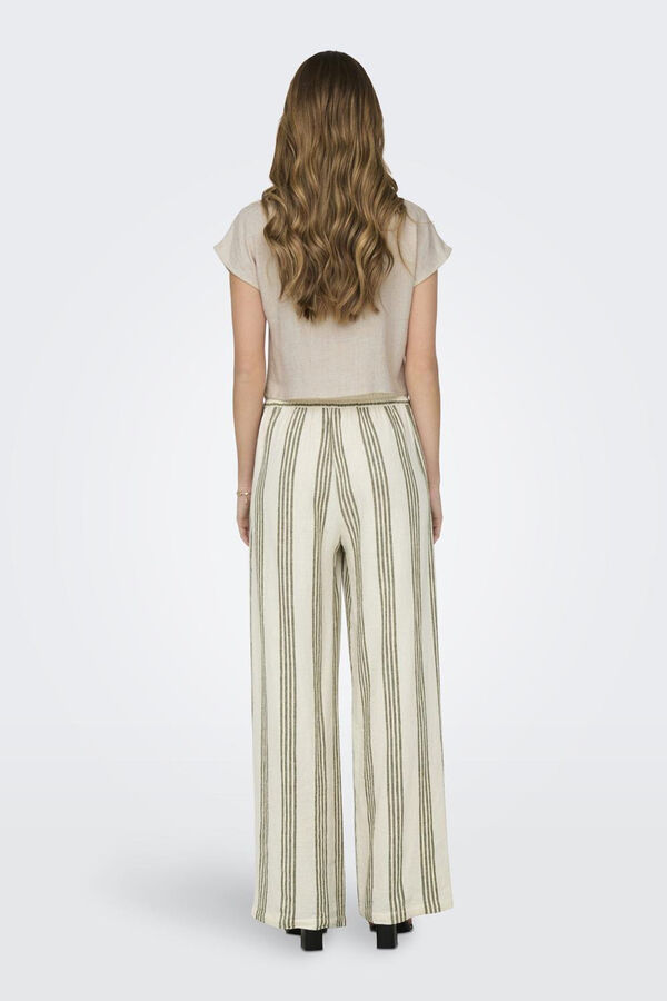 JDY Pantalón largo de lino beige