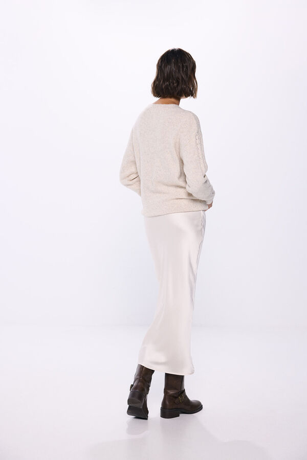 Springfield Falda midi satinada beige