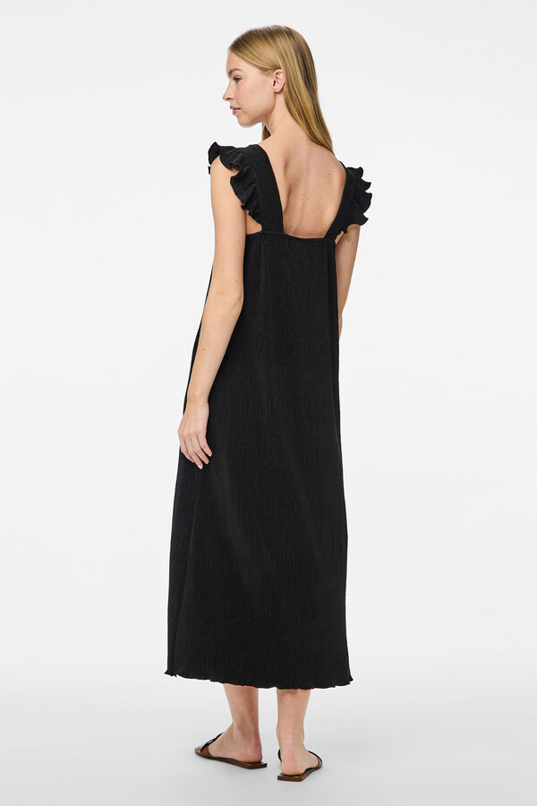 Pieces Vestido midi de flores negro