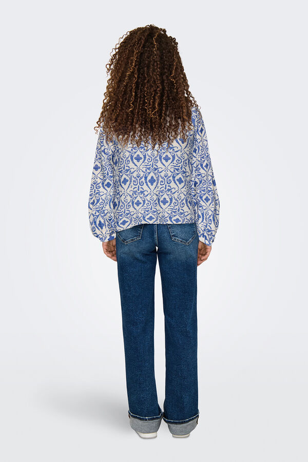 JDY Camisa de manga larga y cuello de pico beige