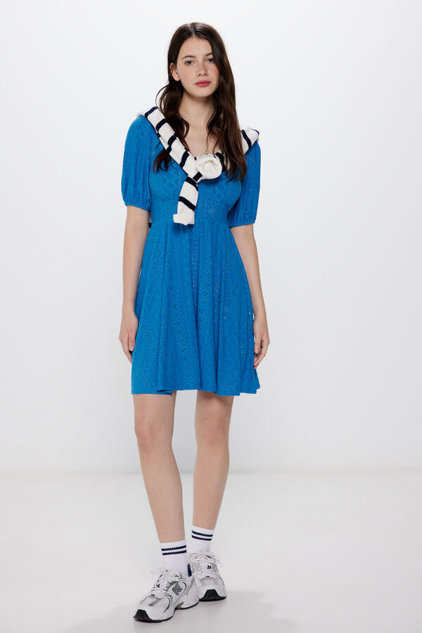 Springfield Vestido Bordado Suizo Circular azul