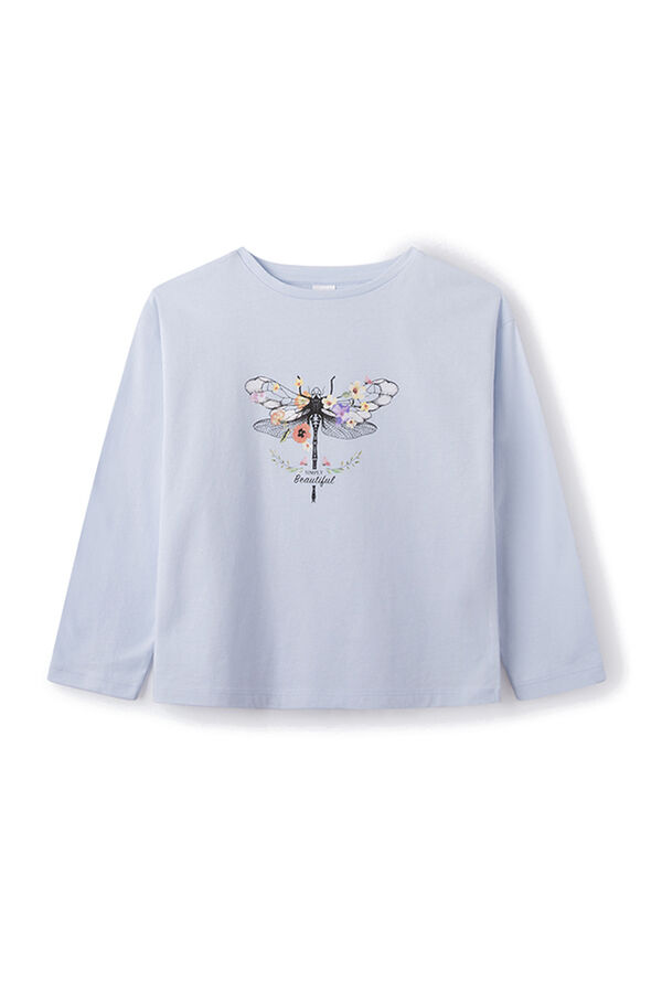 Springfield Camiseta libélula niña estampado azul