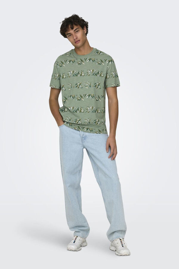 Only & Sons Camiseta estampado palmeras verde