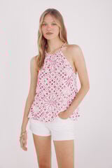 Springfield Top escote halter trenza estampado nude