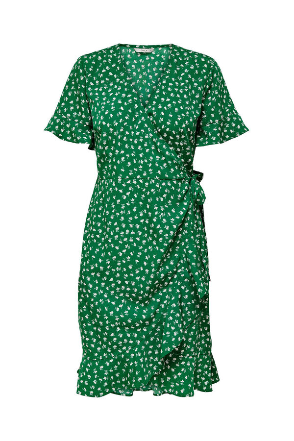 Only Vestido curto cruzado verde