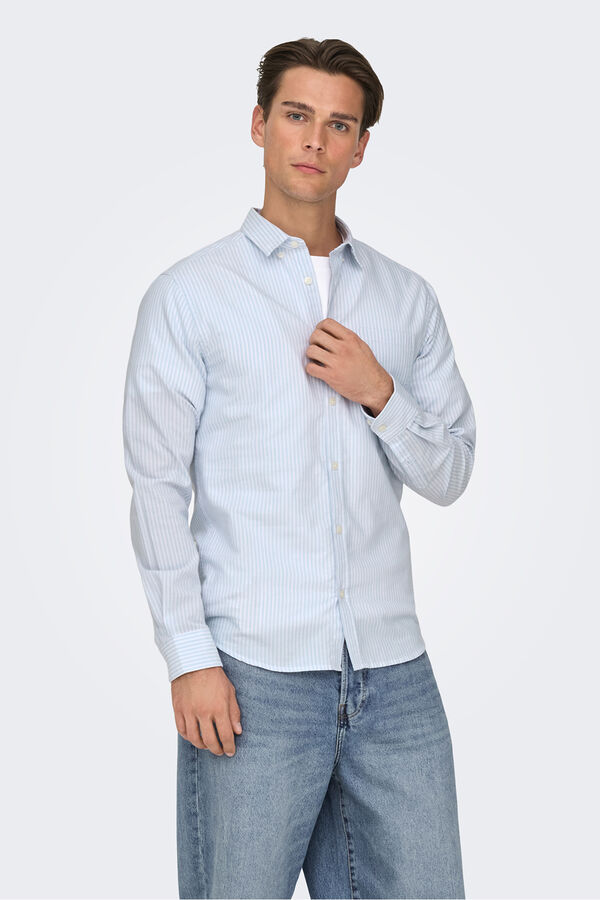Only & Sons Camisa oxford slim fit azul