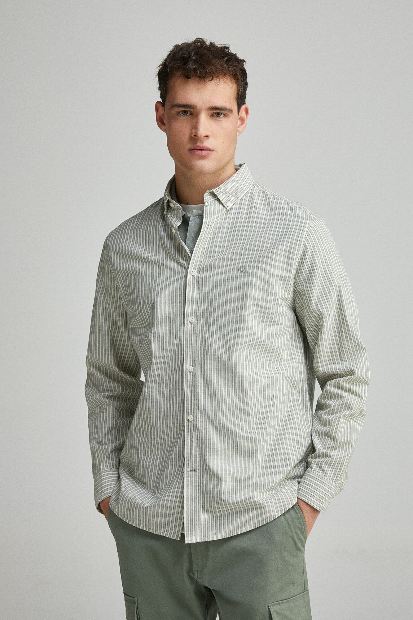 Springfield Camisa rayas algod&oacute;n slub