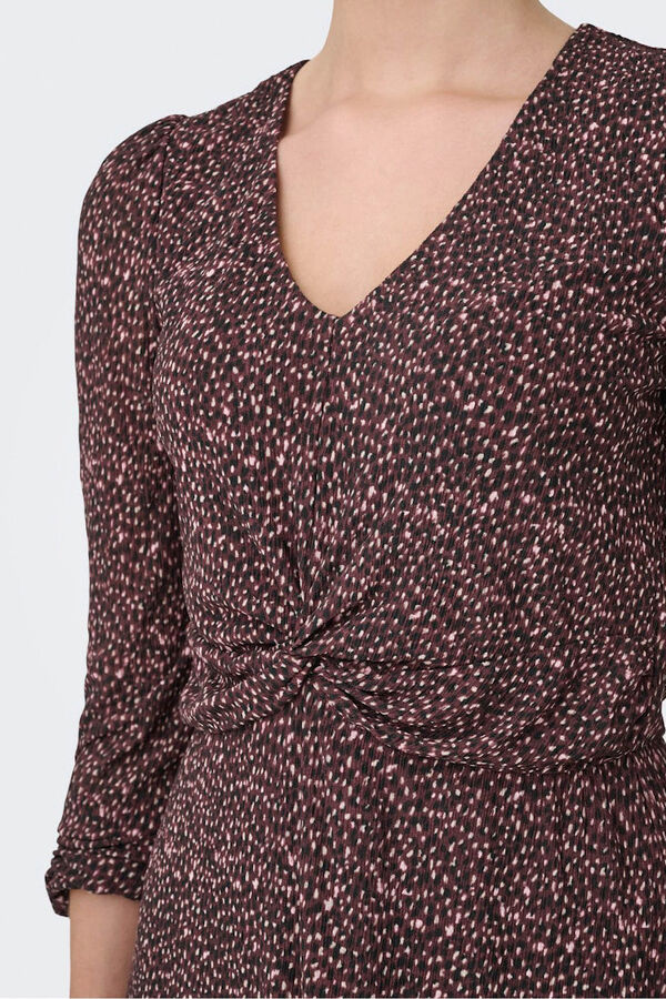 Only Vestido curto estampado castanho