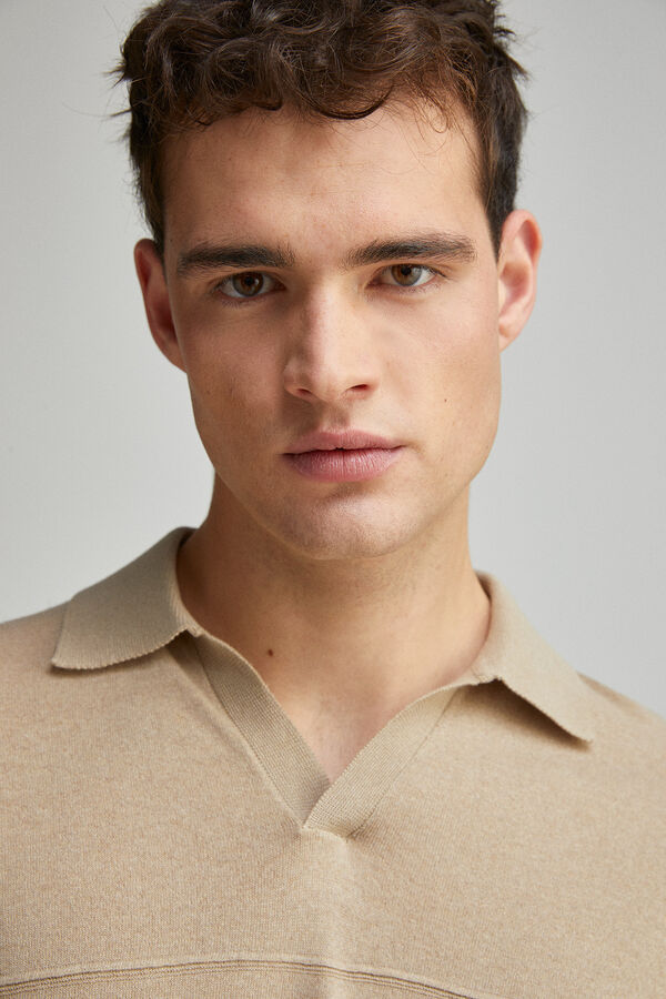 Springfield Suéter estruturado com gola resort bege