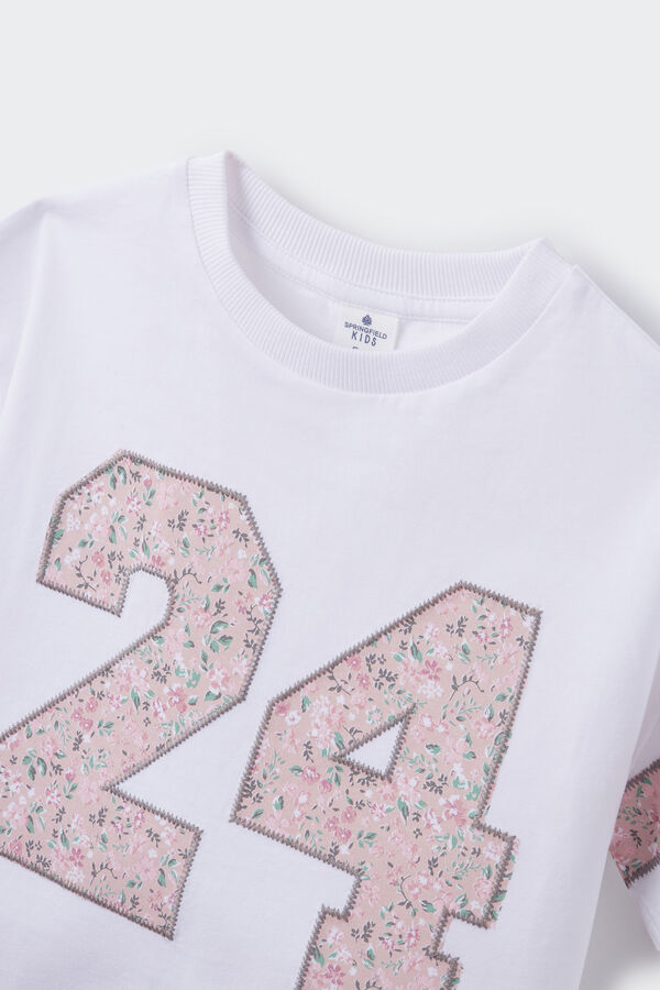 Springfield Kids Camiseta varsity niña blanco