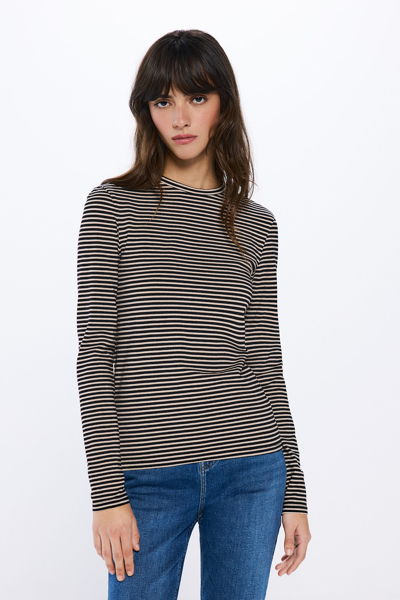 Springfield Camiseta justa riscas em lurex