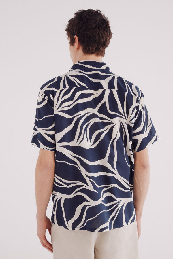 Springfield Camisa de manga curta de viscose estampado azul