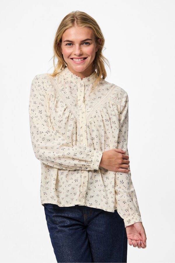 Pieces Blusa mao floral gris