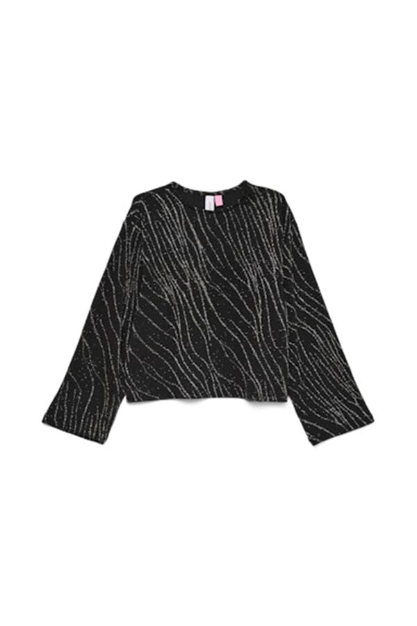 Vero Moda Girl Top manga larga l&uacute;rex negro