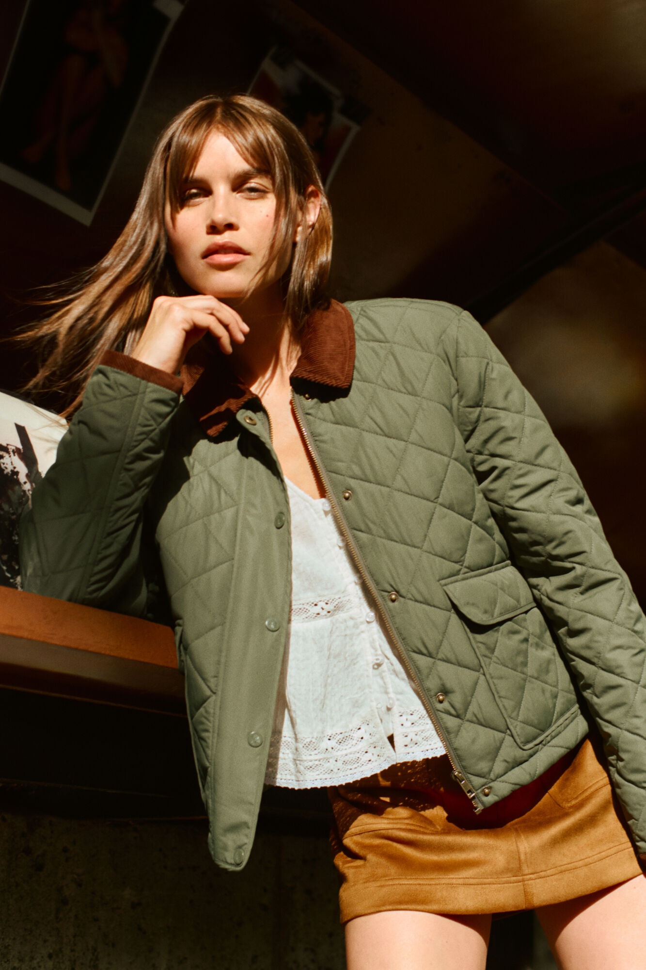 Springfield Chaqueta corta acolchada cuello pana