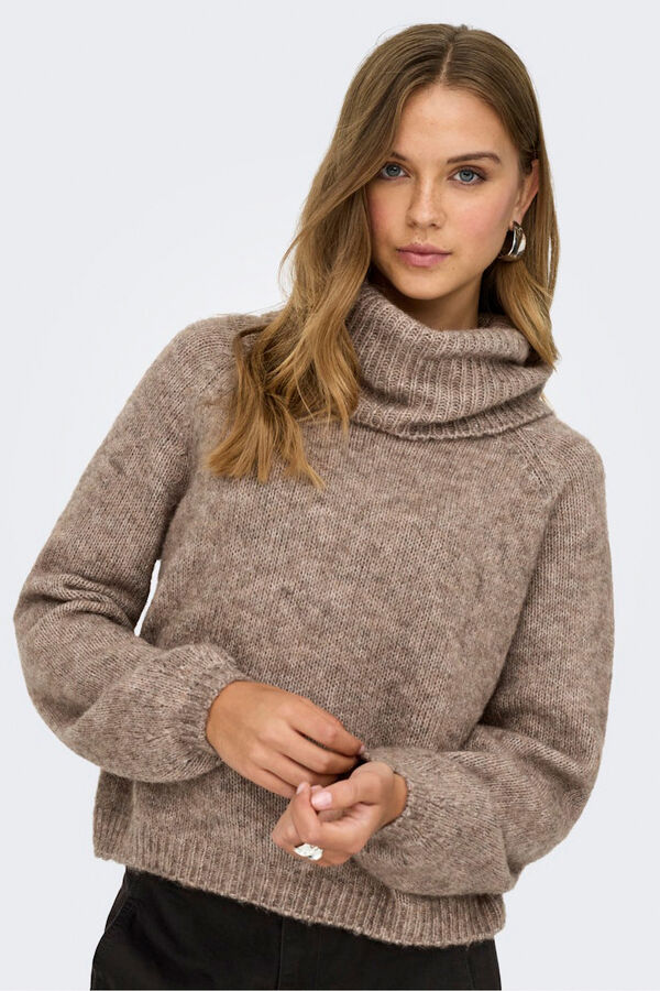 Only Camisola de gola alta canelado cru