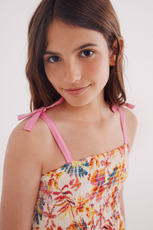 Springfield Kids Vestido flores niña blanco