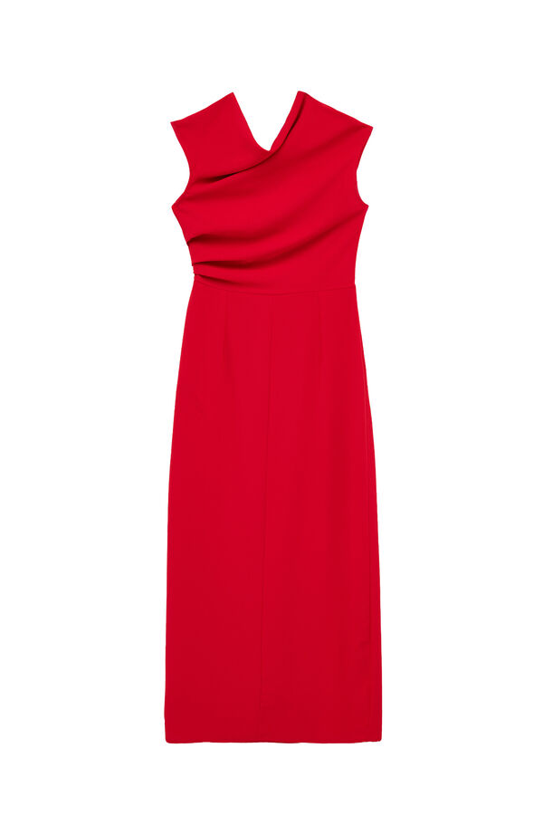 Koton Vestido midi drapeado vermelho