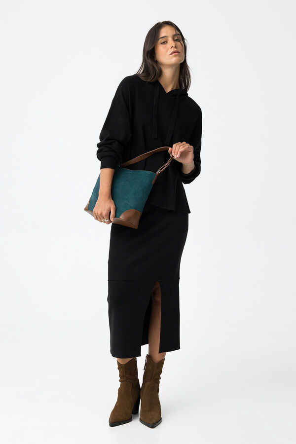Tiffosi Falda midi de punto negro