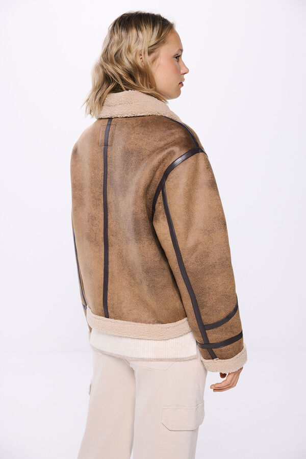 Springfield Cazadora doble faz contraste marr&oacute;n