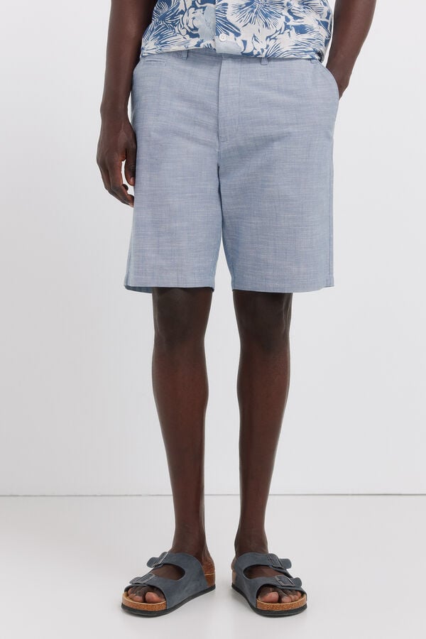 Springfield Bermuda chambray comfort slim fit azul