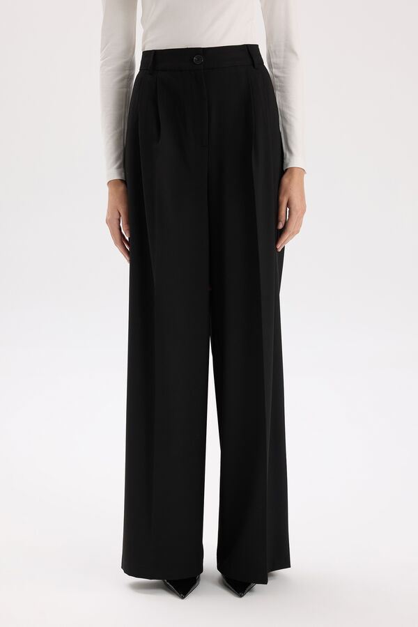 DeFacto Pantal&oacute;n ancho tiro alto negro