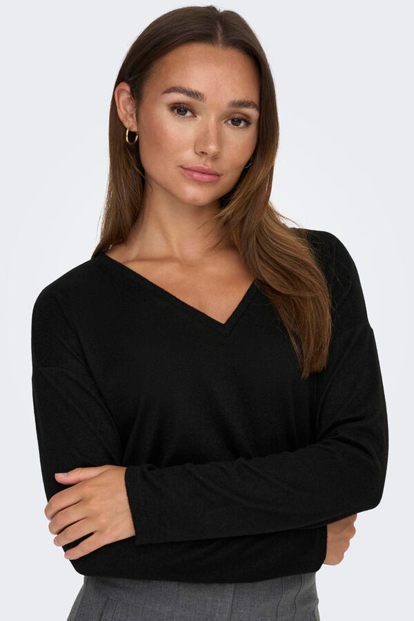 JDY Top de manga larga negro