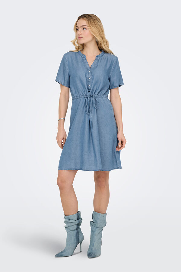 JDY Vestido curto jeans azul