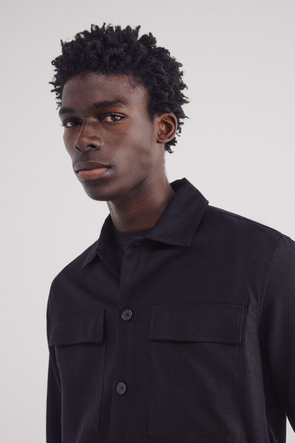 Springfield Sobrecamisa de linho viscose preto