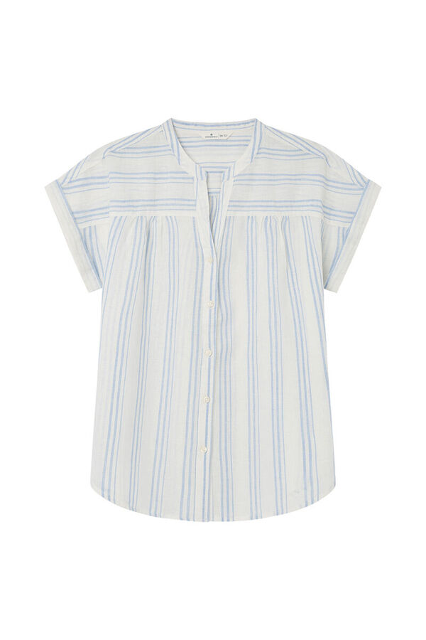 Springfield Camisa com colarinho Mao M/C Linho de algod&atilde;o bege