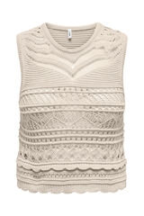 Only Camiseta sin mangas de crochet gris