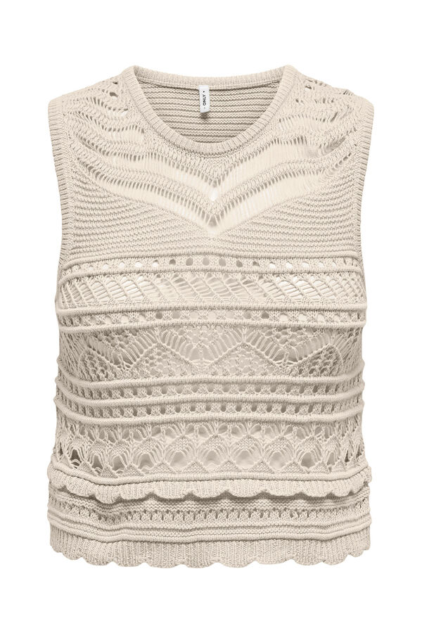 Only Camiseta sin mangas de crochet gris