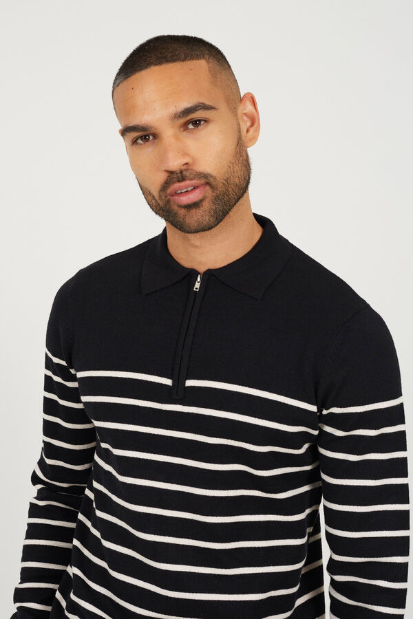 Brave Soul Camisa polo de malha riscas preto