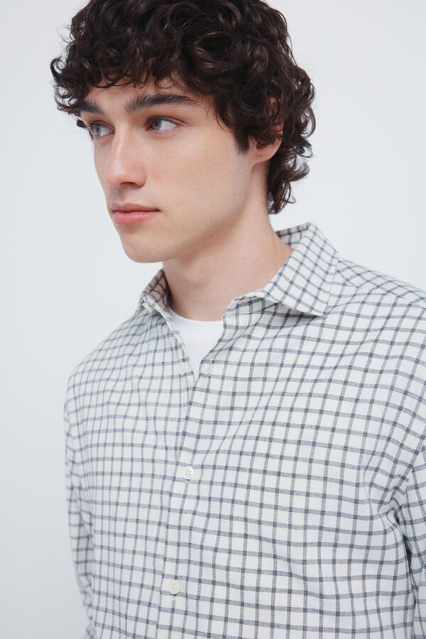 Springfield Camisa cuadros peque&ntilde;os blanco