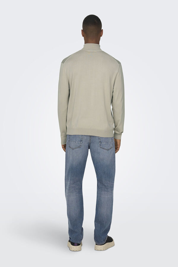 Only & Sons Camisola gola dobrada cinzento