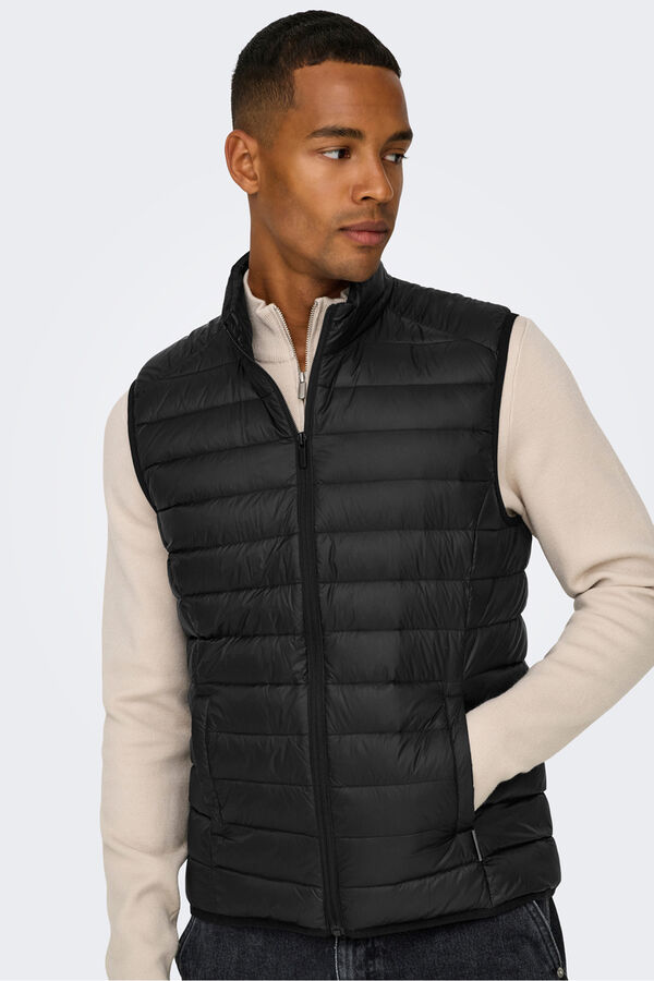 Only & Sons Colete acolchoado leve preto