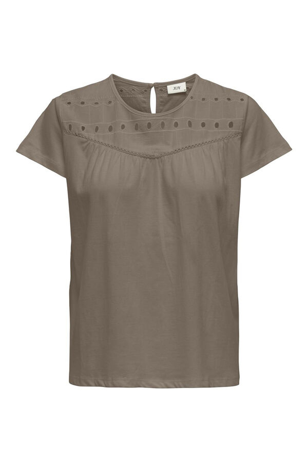 JDY Top gola redonda renda cru