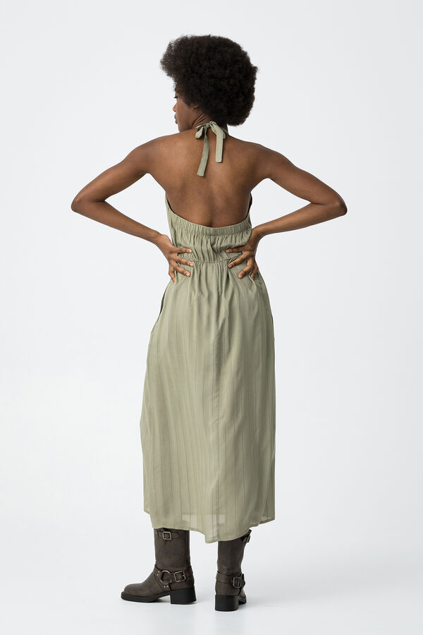 Tiffosi Vestido midi con cuello halter y apliques verde