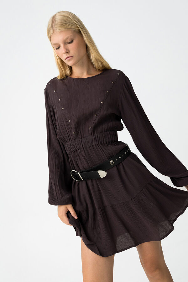 Tiffosi Vestido con Detalles Met&aacute;licos marr&oacute;n