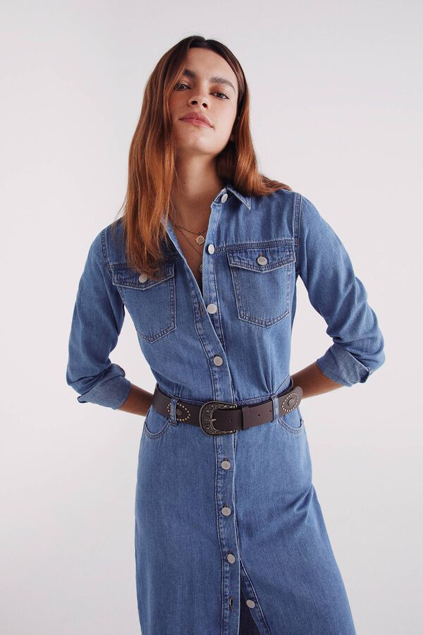 Springfield Vestido camisero vaquero azul