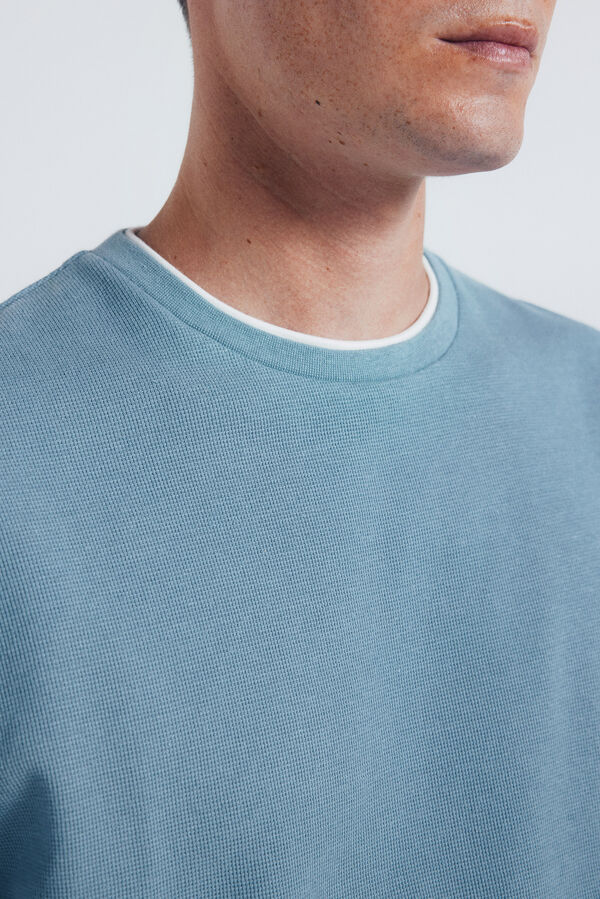 Springfield Camiseta doble mini waffle azul