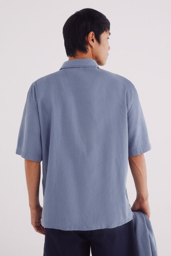 Springfield Camisa de manga curta Tencel azul