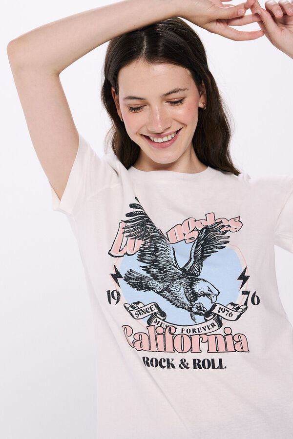 Springfield Camiseta gr&aacute;fica algod&oacute;n beige