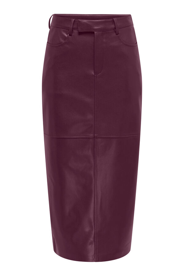 Only Falda midi piel vegana morado/lila