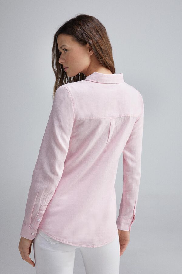 Springfield Camisa manga larga algod&oacute;n lino rosa