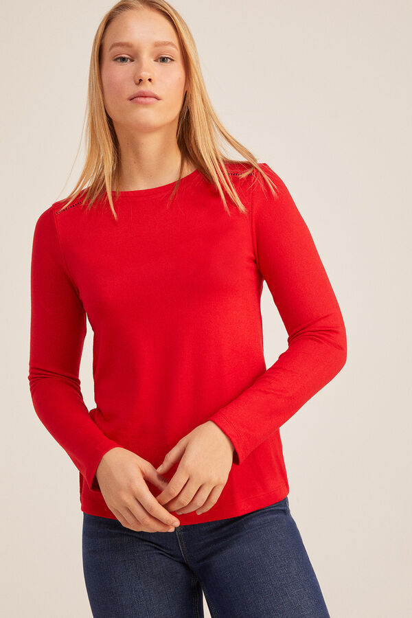 Springfield Camiseta Hombros Crochet rojo