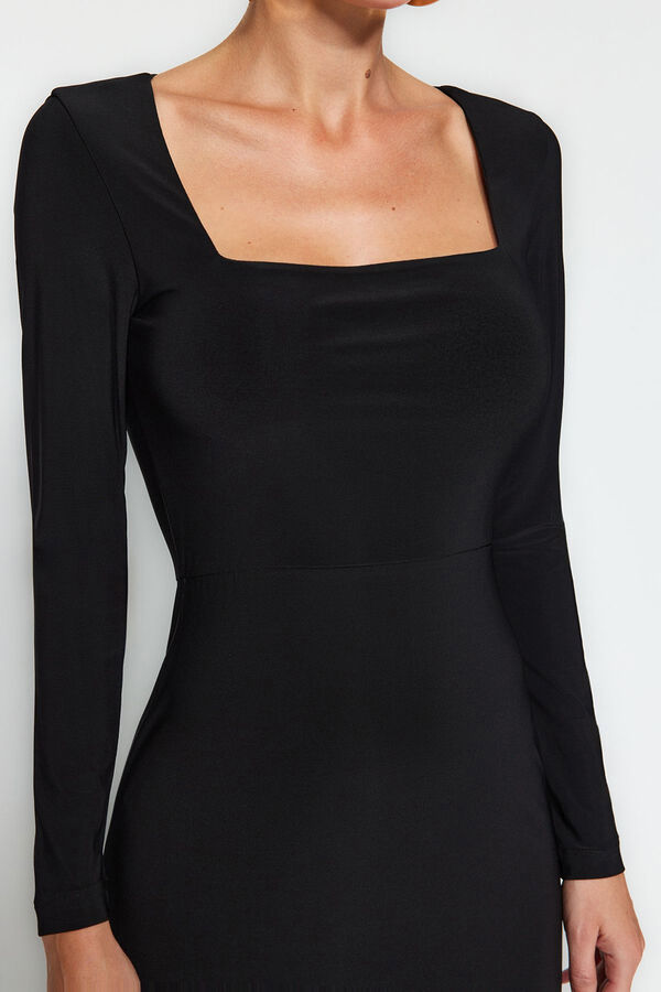 Trendyol Vestido maxi de punto negro