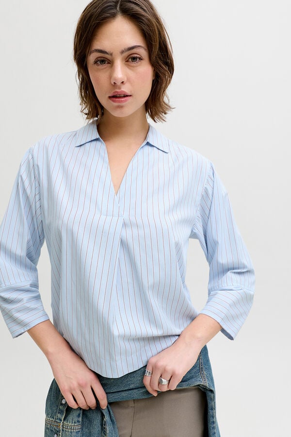 Jack & Jones Blusa em popelina de manga comprida azul