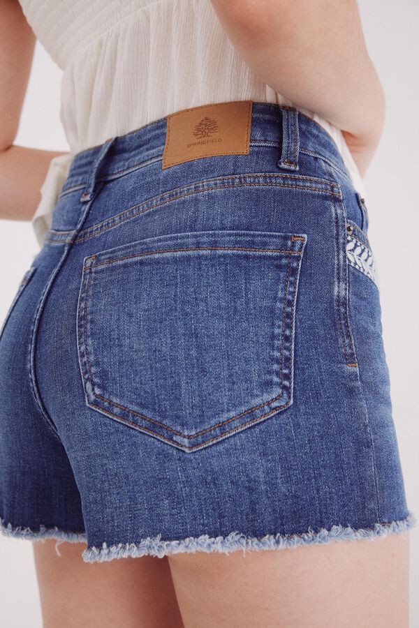 Springfield Shorts vaqueros bolsillos bordados azul