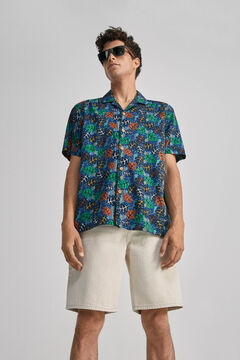 Springfield Camisa de manga curta estampada marinho mistura